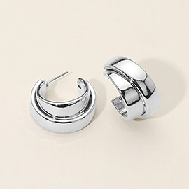 Two Tone Metal Hoop Earrings