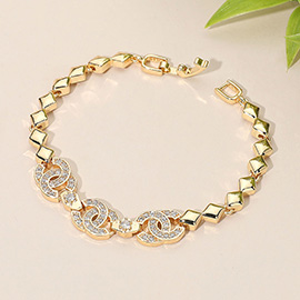CZ Stone Paved Interlocking Link Bracelet