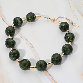 Round Marble Ball Wire Beaded Statement Necklace