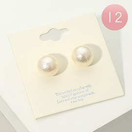 12Pairs - Textured Pearl Stud Earrings