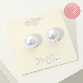 12Pairs - Textured Pearl Stud Earrings