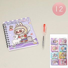 12 SET OF 2 - Monster Bunny Character Printed Note Pen Set
