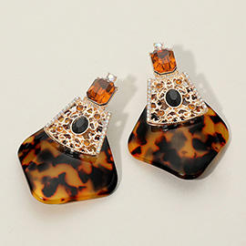 Stone Embellished Elegant Filigree Drop Statement Earrings
