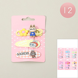 12 SET OF 3 - Monster Bunny Character Hair Clips