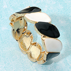 Enamel Marquise Link Hinged Bangle Bracelet