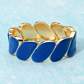 Enamel Marquise Link Hinged Bangle Bracelet