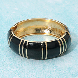 Enamel Striped Dome Hinged Bangle Bracelet