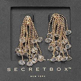SECRET BOX_14K Gold Dipped Faceted Beads Tip Bubble Chain Drop Earrings