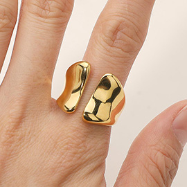 SECRET BOX_Stainless Steel Organic Shape Open Band Ring