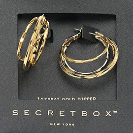 SECRET BOX_14K Gold Dipped Split Hoop Earrings