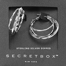 SECRET BOX_Sterling Silver Dipped Split Hoop Earrings