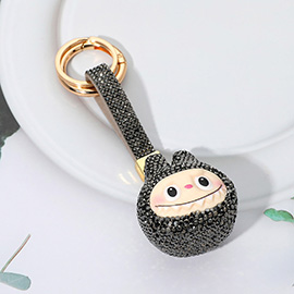Bling Studded Monster Bunny Face Keychain Bag Charm