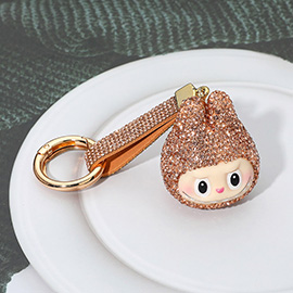 Bling Studded Monster Bunny Face Keychain Bag Charm