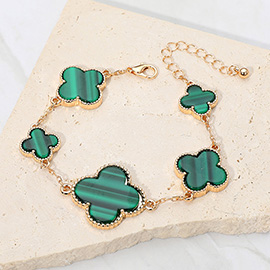 Five Quatrefoil Charm Link Chain Bracelet