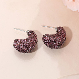 Bling Studded Small Chunky Teardrop Hoop Earrings
