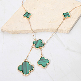 Layered Quatrefoil Drop Pendant Necklace