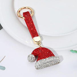 Bling Studded Santa Hat Keychain Bag Charm