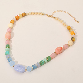 Resin Pebble Beaded Necklace