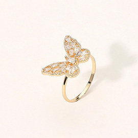 Stone Embellished Butterfly Accent Ring
