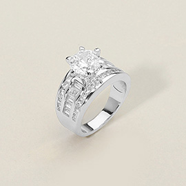 Round Cut CZ Statement Ring