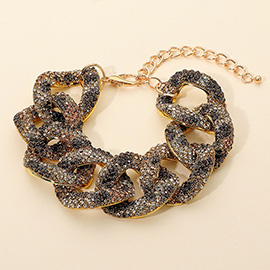 Chunky Rhinestone Link Chain Statement Bracelet