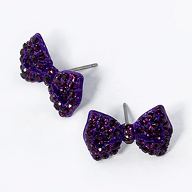 Crystal Rhinestone Bow Stud Earrings