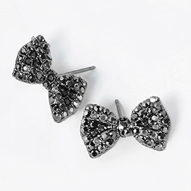 Crystal Rhinestone Bow Stud Earrings
