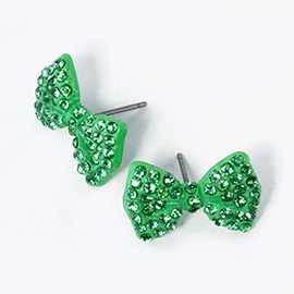 Crystal Rhinestone Bow Stud Earrings