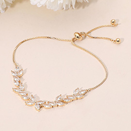 Marquise CZ Stone Cluster Accent Adjustable Evening Bracelet