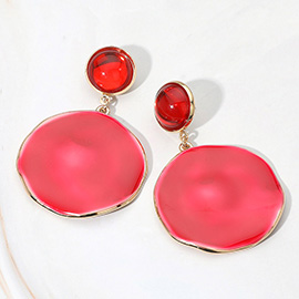 Abstract Enamel Round Plate Dangle Statement Earrings