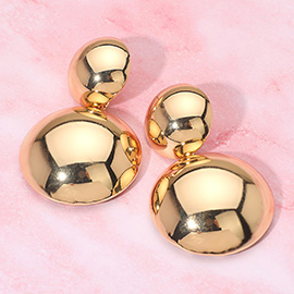 Polished Metal Dome Dangle Statement Earrings