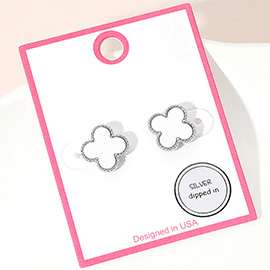 Silver Dipped Quatrefoil Stud Earrings