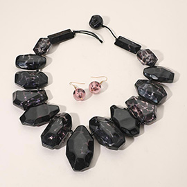 Multi Shaped Acrylic Rock Beaded Statement Necklace