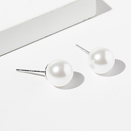 White Gold Dipped Swarovski Pearl Stud Earrings
