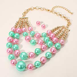 Multi-Layered Pearl Statement Necklace