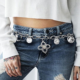 Vintage Western-Themed Charm Station Waist Chain Belt