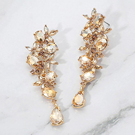 Floral Gem Cluster Drop Evening Earrings