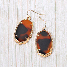 Hexagon Resin Frame Dangle Earrings