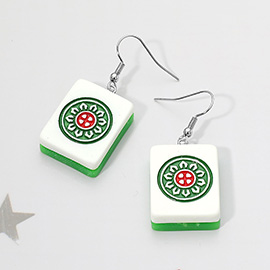 Resin Mahjong Tile Dangle Earrings