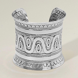 Boho Metal Tribal Wave Engraved Cuff Bracelet
