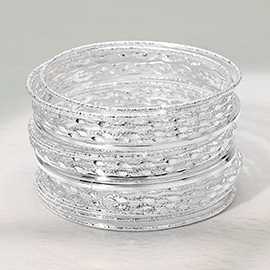 21PCS - Textured Metal Stackable Multi Layered Bangle Bracelets