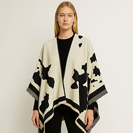 Cow Pattern Print Ruana Poncho