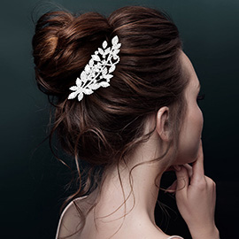 CZ Stone Paved Leaf Hair Comb