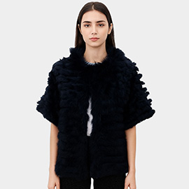 Luxe Faux Fur Collar Detail Short Sleeves Jacket