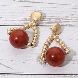 Resin Sphere Center Beaed Loop Drop Earrings