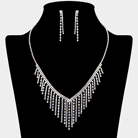 Cascading Fringe Rhinestone Necklace