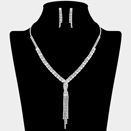 CZ Stone Y-Drop Tassel Necklace