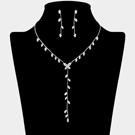CZ Marquise Stone Cluster Leaf Vine Necklace