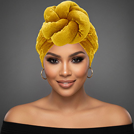 Sculpted Floral Knot Accent Turban Hair Wrap