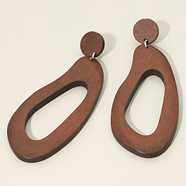 Bold Organic Cutout Sculptural Wooden Drop Earrings